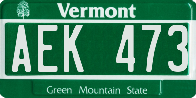 VT license plate AEK473