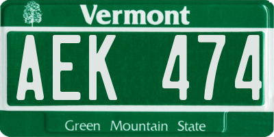 VT license plate AEK474