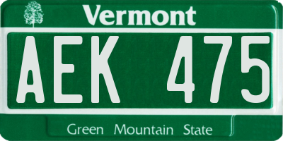 VT license plate AEK475