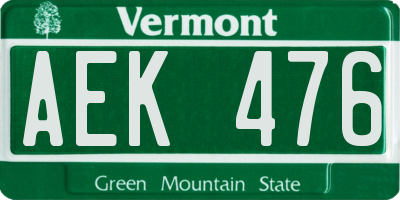 VT license plate AEK476