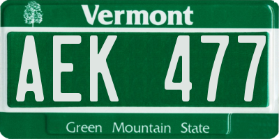 VT license plate AEK477