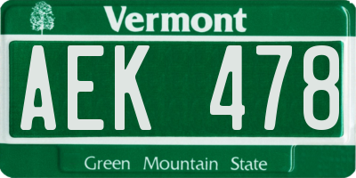 VT license plate AEK478