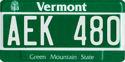 VT license plate AEK480