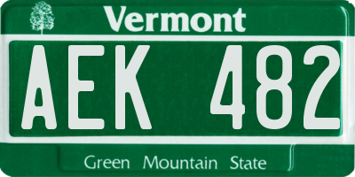 VT license plate AEK482