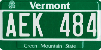 VT license plate AEK484