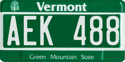 VT license plate AEK488