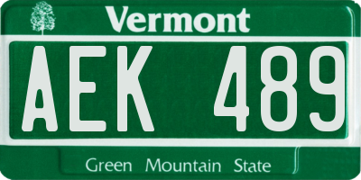 VT license plate AEK489