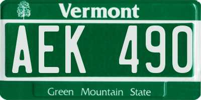 VT license plate AEK490