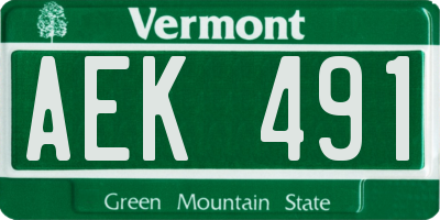 VT license plate AEK491