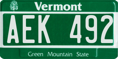 VT license plate AEK492