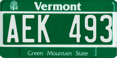 VT license plate AEK493