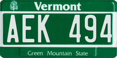 VT license plate AEK494