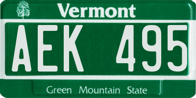 VT license plate AEK495