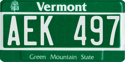 VT license plate AEK497