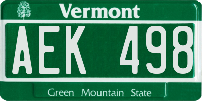 VT license plate AEK498