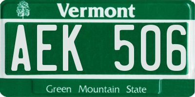 VT license plate AEK506