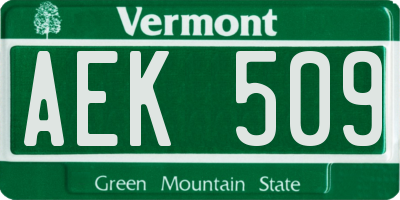 VT license plate AEK509