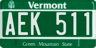 VT license plate AEK511
