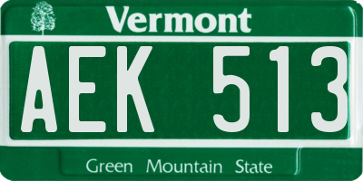 VT license plate AEK513