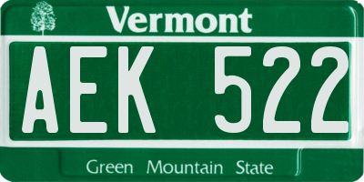 VT license plate AEK522