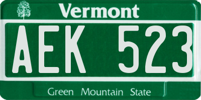 VT license plate AEK523