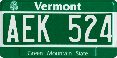 VT license plate AEK524