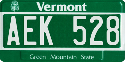 VT license plate AEK528