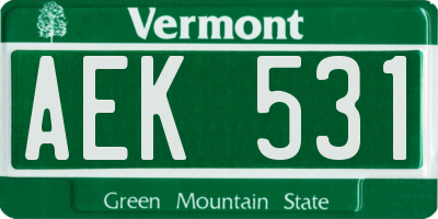 VT license plate AEK531