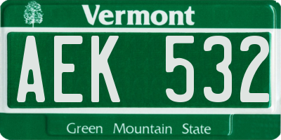 VT license plate AEK532