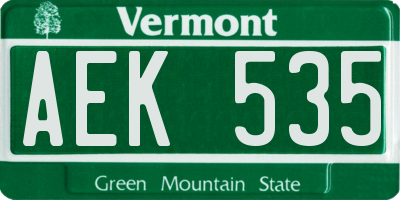 VT license plate AEK535