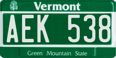 VT license plate AEK538