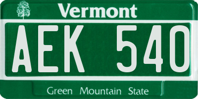 VT license plate AEK540