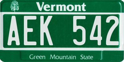VT license plate AEK542