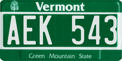 VT license plate AEK543