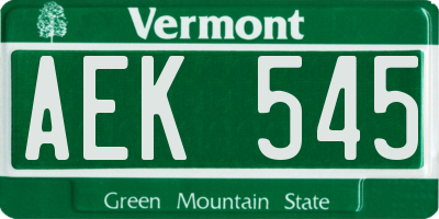 VT license plate AEK545