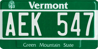 VT license plate AEK547