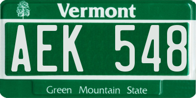 VT license plate AEK548