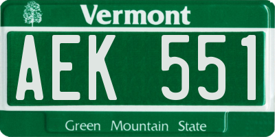 VT license plate AEK551