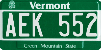 VT license plate AEK552