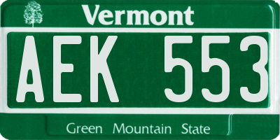 VT license plate AEK553