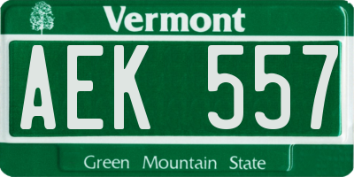 VT license plate AEK557