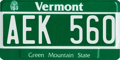 VT license plate AEK560