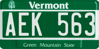 VT license plate AEK563