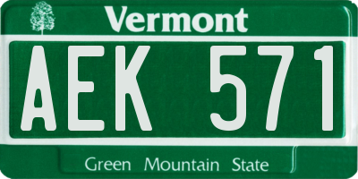 VT license plate AEK571