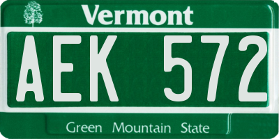 VT license plate AEK572