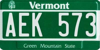 VT license plate AEK573