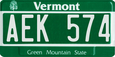 VT license plate AEK574