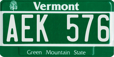 VT license plate AEK576