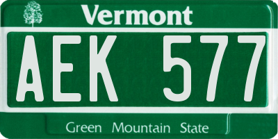 VT license plate AEK577