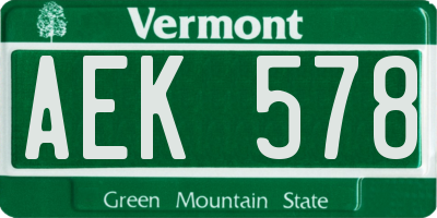 VT license plate AEK578